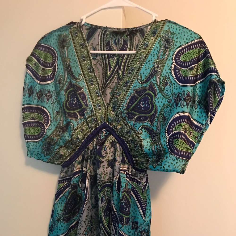Silky multi pattern nice dress blouse
